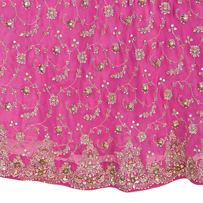 Indian Vintage pink Heavy Pure Georgette silk Embroidered Lehenga/Skirt Bridal Wear