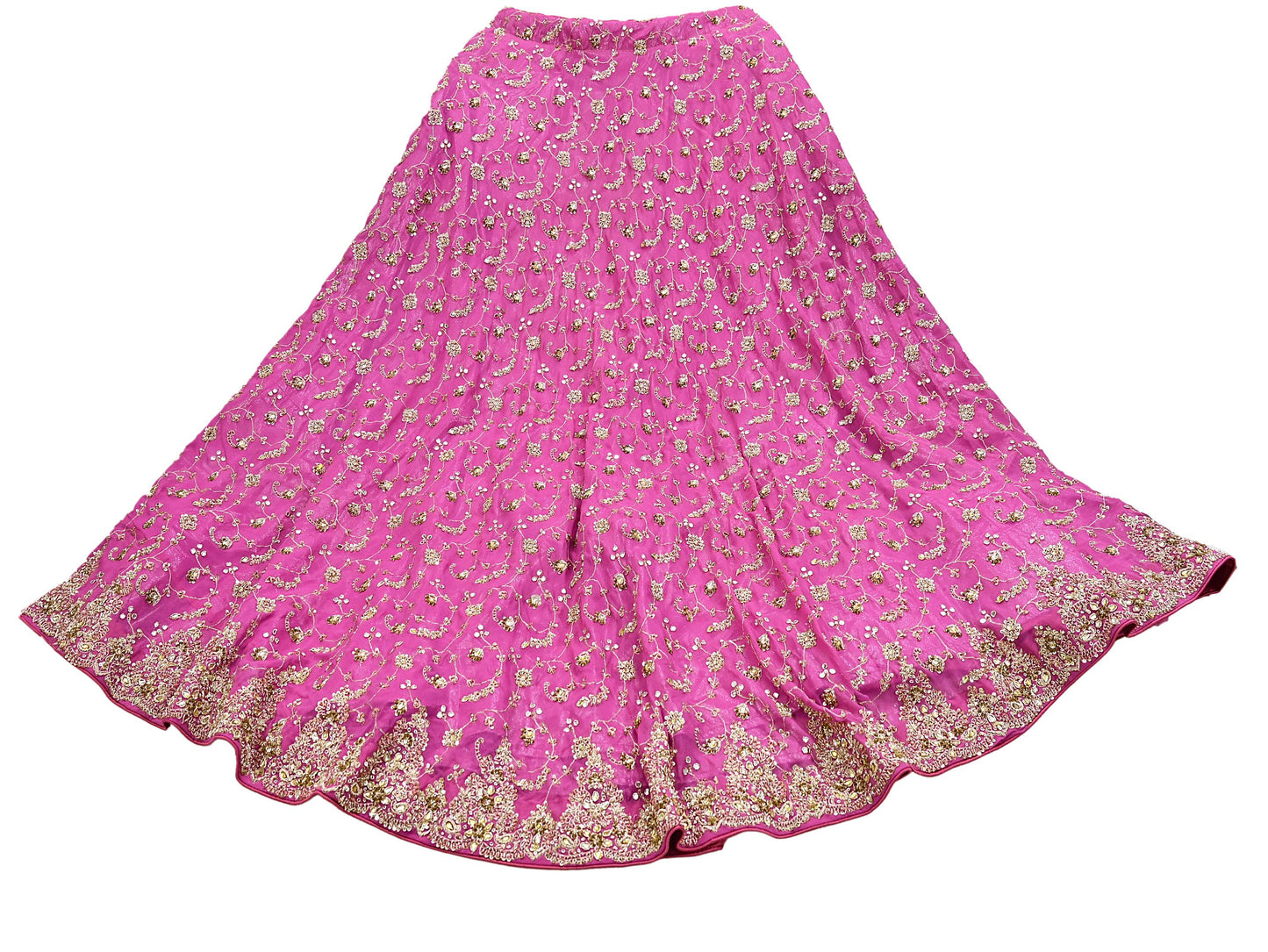 Indian Vintage pink Heavy Pure Georgette silk Embroidered Lehenga/Skirt Bridal Wear