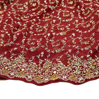 Indian Vintage Red Heavy Pure Georgette silk Embroidered Lehenga/Skirt Bridal Wear