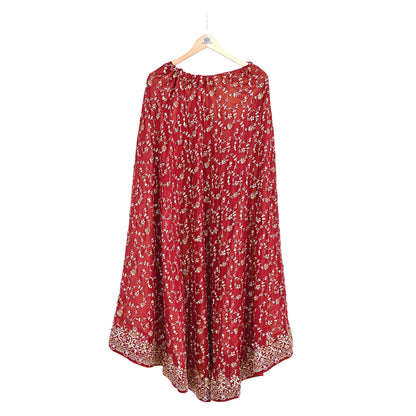 Indian Vintage Red Heavy Pure Georgette silk Embroidered Lehenga/Skirt Bridal Wear