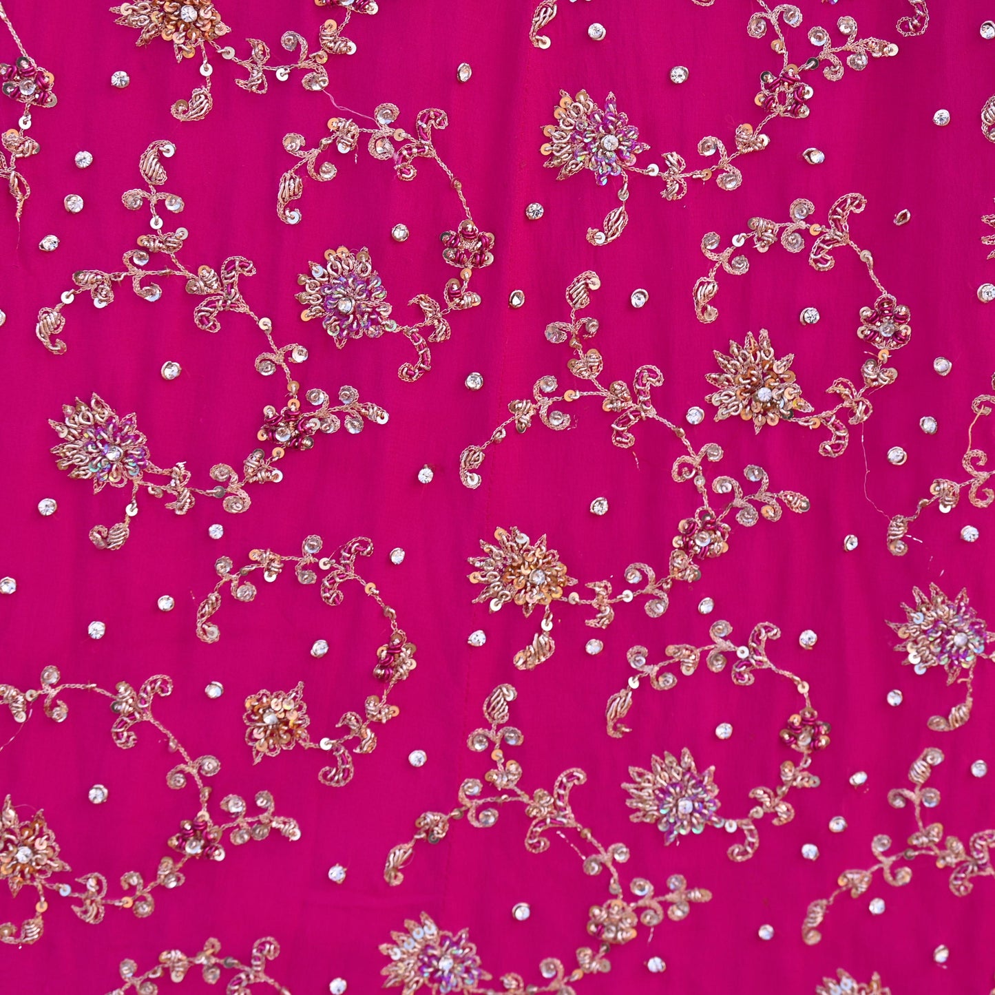 Indian Vintage Rani Pink Heavy Pure Georgette silk Embroidered Lehenga/Skirt Bridal Wear