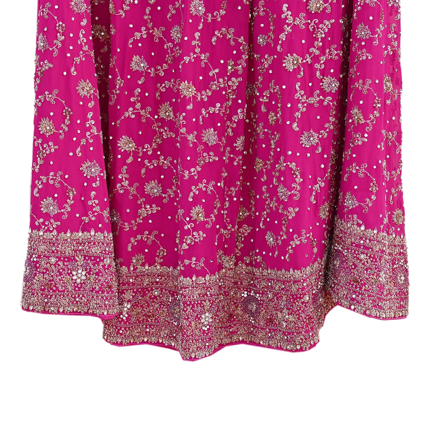 Indian Vintage Rani Pink Heavy Pure Georgette silk Embroidered Lehenga/Skirt Bridal Wear