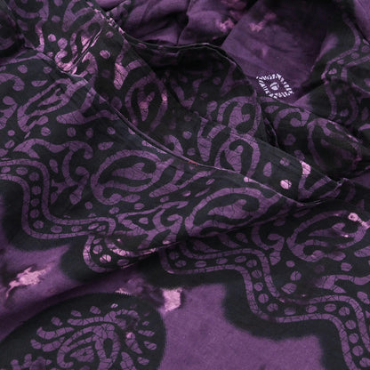 Indian Vintage Sari Purple & Black Batik Printed 100% Pure Cotton Saree Craft Soft Fabric 5Yard Sewing Sarong Wrap Boho
