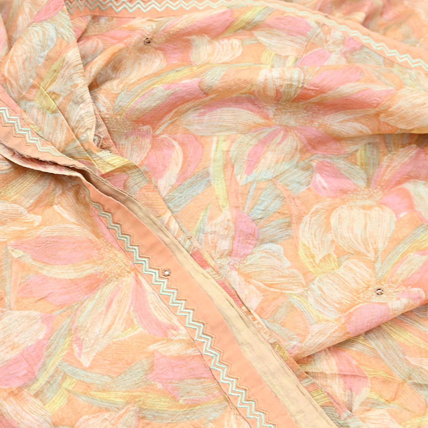 Indian Vintage Sari Peach & beige Pure Silk Hand Embroidered Sarees 5Yd Craft Fabric Sewing soft Quilting Crafting Ethnic Bollywood sarees