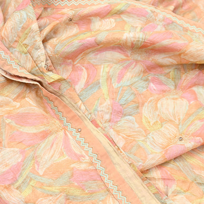 Indian Vintage Sari Peach & beige Pure Silk Hand Embroidered Sarees 5Yd Craft Fabric Sewing soft Quilting Crafting Ethnic Bollywood sarees