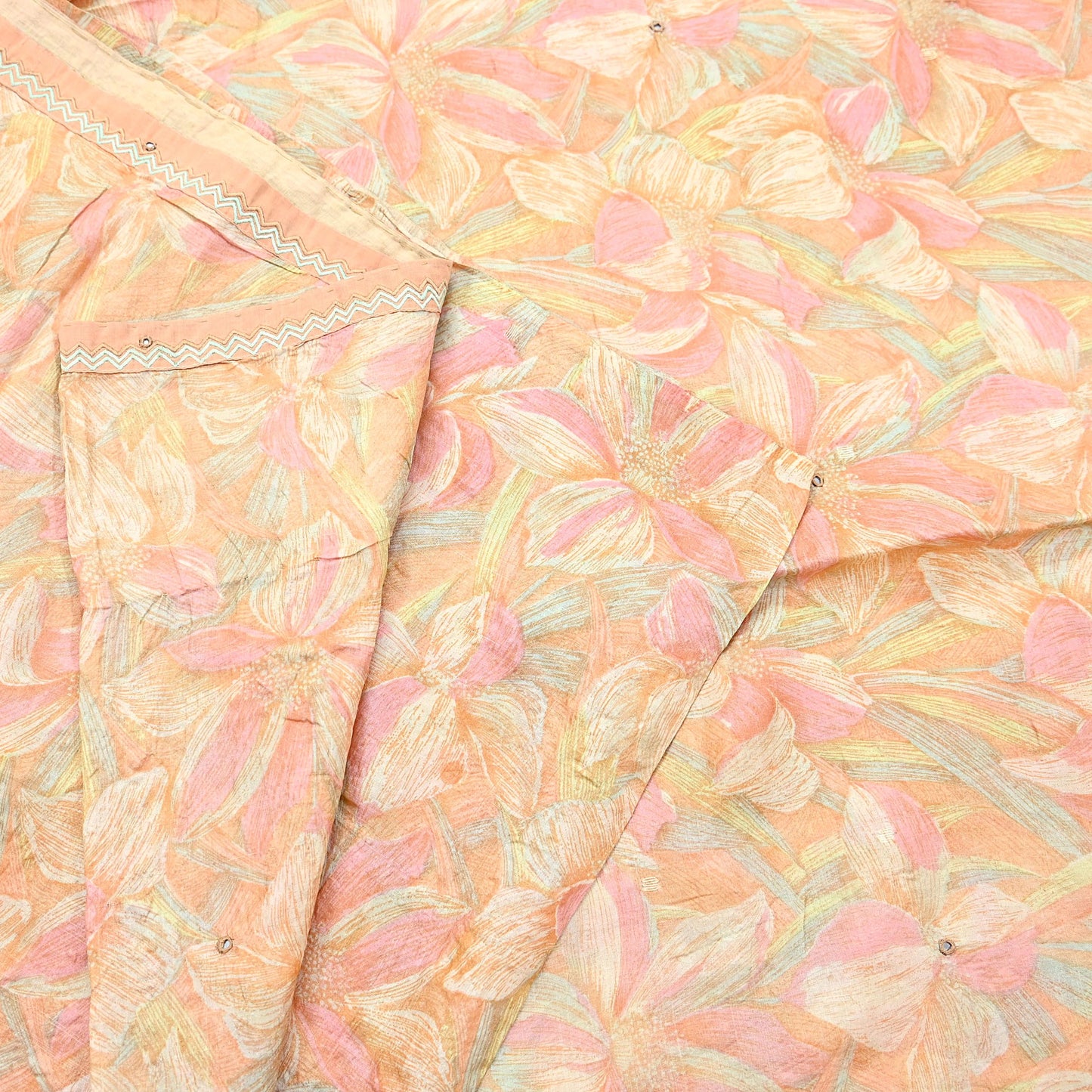Indian Vintage Sari Peach & beige Pure Silk Hand Embroidered Sarees 5Yd Craft Fabric Sewing soft Quilting Crafting Ethnic Bollywood sarees