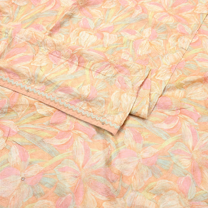 Indian Vintage Sari Peach & beige Pure Silk Hand Embroidered Sarees 5Yd Craft Fabric Sewing soft Quilting Crafting Ethnic Bollywood sarees