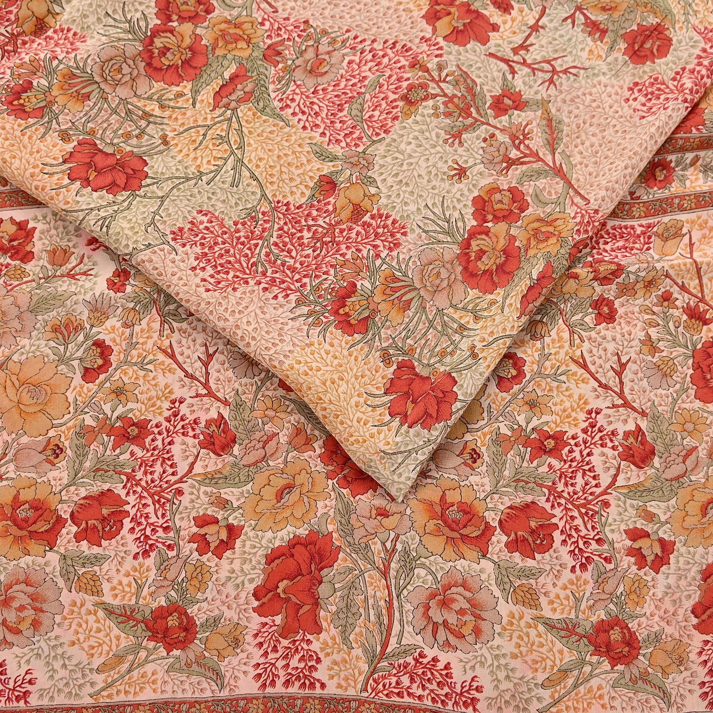 Indian Vintage Sari peach Pure Crepe Silk Printed Saree 5yard Sewing Quilting Floral Soft Craft Fabric Wrap