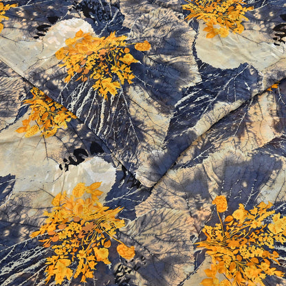 Women Vintage Sari Gray & Beige Pure Georgette Silk Printed Saree Craft Fabric Sewing 5Yard Soft Light Dress Making  Dress making Crafting