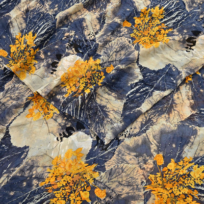 Women Vintage Sari Gray & Beige Pure Georgette Silk Printed Saree Craft Fabric Sewing 5Yard Soft Light Dress Making  Dress making Crafting