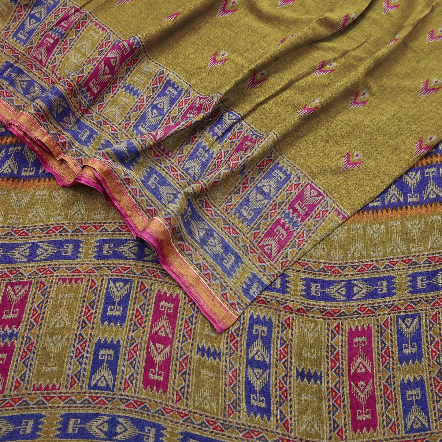 Indian Vintage Sari Green Printed Pure Cotton Sarees Craft Fabric Soft 5Yd Sewing Sarong Wrap Boho Floral Dress making Quilting Zari Border