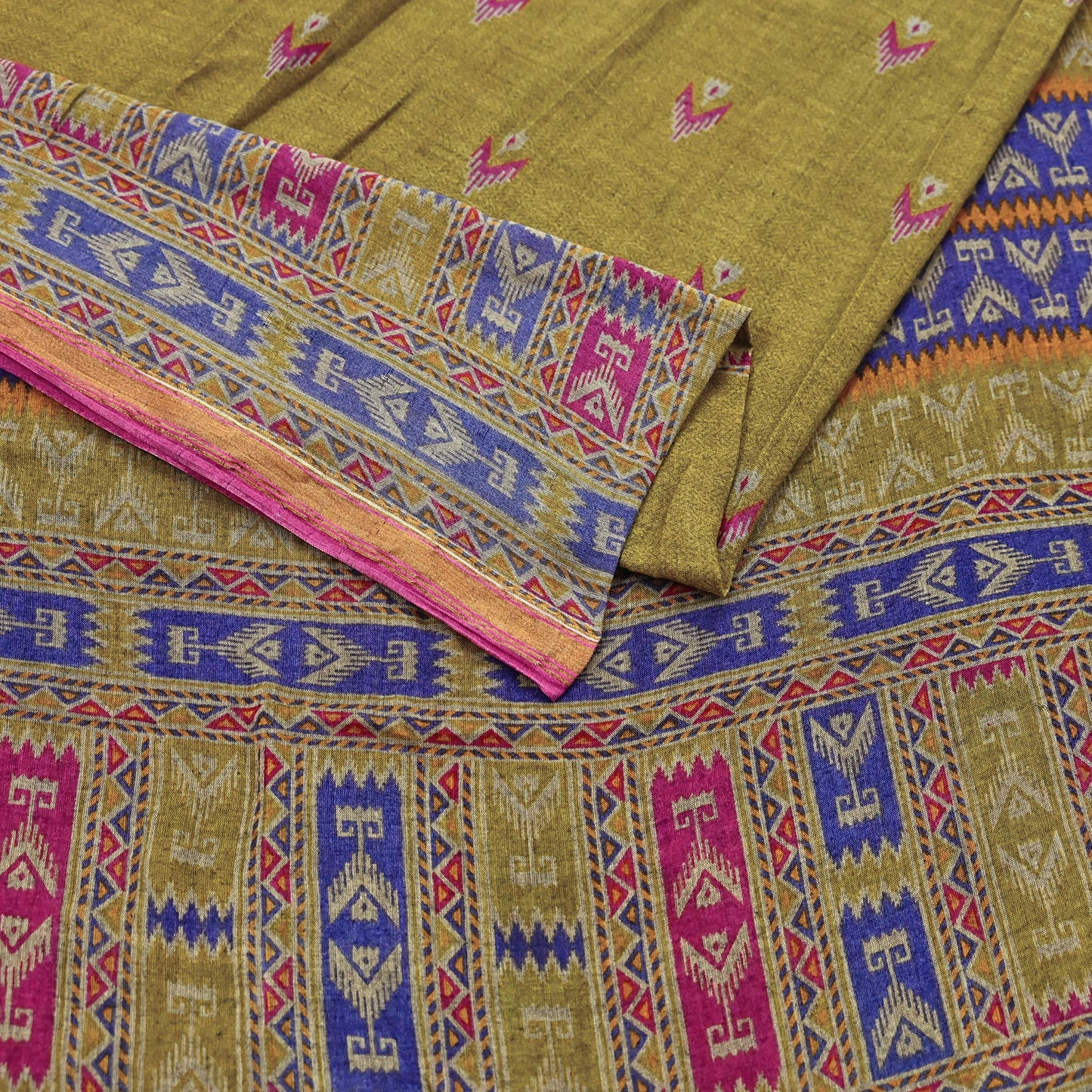 Indian Vintage Sari Green Printed Pure Cotton Sarees Craft Fabric Soft 5Yd Sewing Sarong Wrap Boho Floral Dress making Quilting Zari Border