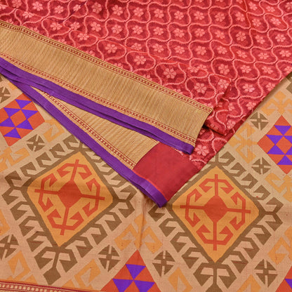 Indian Vintage Sarees Red Pure Organza Silk Hand Woven Sari 5yd Ethnic Floral Craft Fabric Dress making Upcycle Crafting Quilting Zari