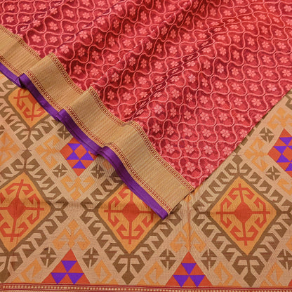 Indian Vintage Sarees Red Pure Organza Silk Hand Woven Sari 5yd Ethnic Floral Craft Fabric Dress making Upcycle Crafting Quilting Zari