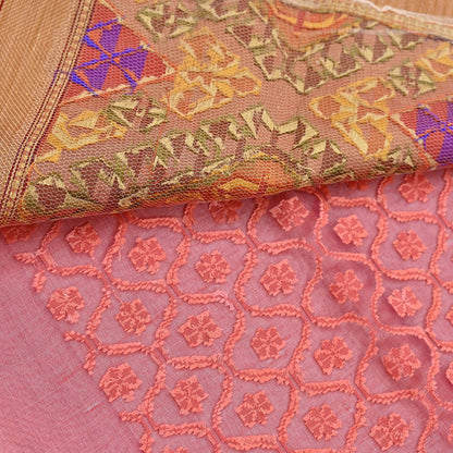 Indian Vintage Sarees Red Pure Organza Silk Hand Woven Sari 5yd Ethnic Floral Craft Fabric Dress making Upcycle Crafting Quilting Zari