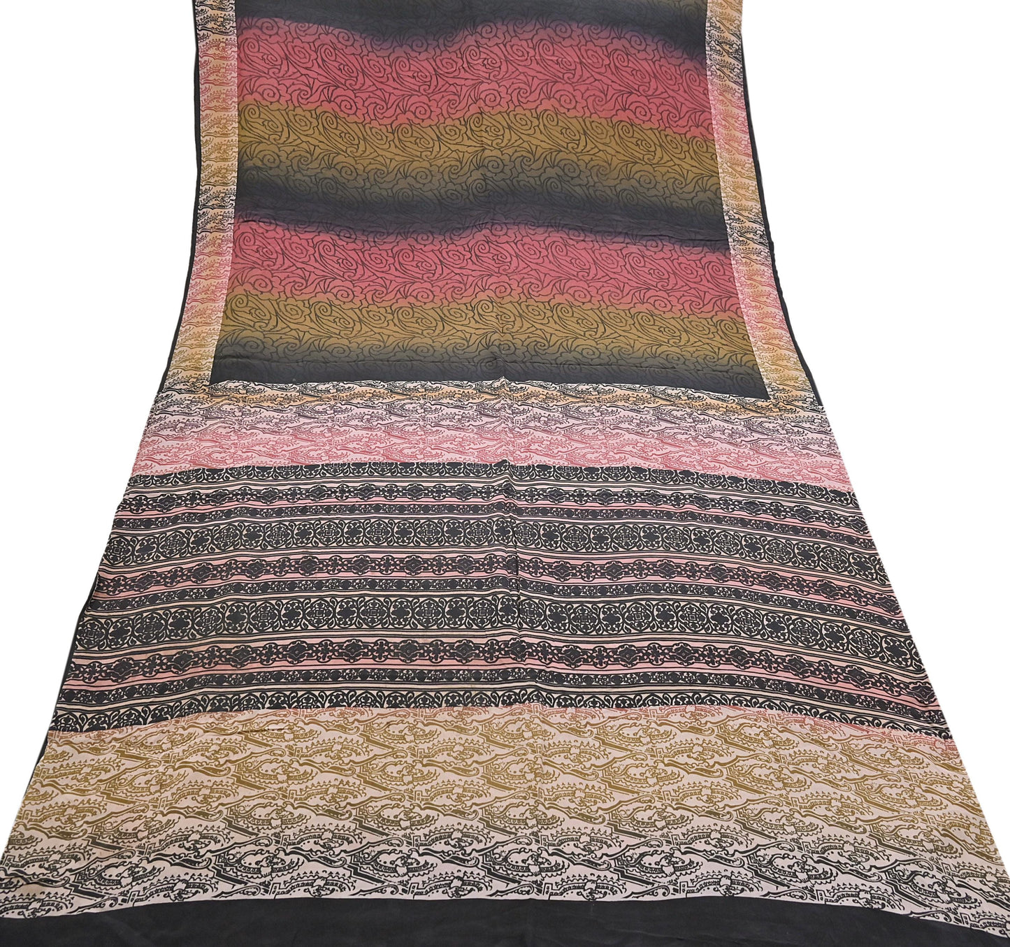 Indian Vintage Sari Multi Pure Crepe Silk Printed Saree 5yard Sewing Floral Soft Craft Fabric Wrap Crafting Quilting Upcycle