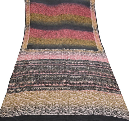 Indian Vintage Sari Multi Pure Crepe Silk Printed Saree 5yard Sewing Floral Soft Craft Fabric Wrap Crafting Quilting Upcycle