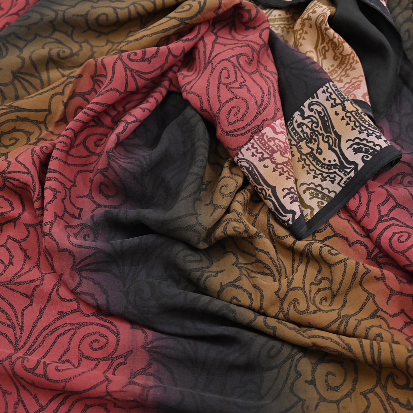 Indian Vintage Sari Multi Pure Crepe Silk Printed Saree 5yard Sewing Floral Soft Craft Fabric Wrap Crafting Quilting Upcycle