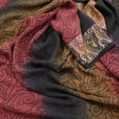 Indian Vintage Sari Multi Pure Crepe Silk Printed Saree 5yard Sewing Floral Soft Craft Fabric Wrap Crafting Quilting Upcycle