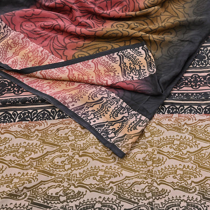 Indian Vintage Sari Multi Pure Crepe Silk Printed Saree 5yard Sewing Floral Soft Craft Fabric Wrap Crafting Quilting Upcycle