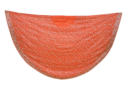 Indian Vintage Orange Pure Georgette Silk Hand Embroidered Lehenga 2pcs Set, Bollywood Wedding Wear