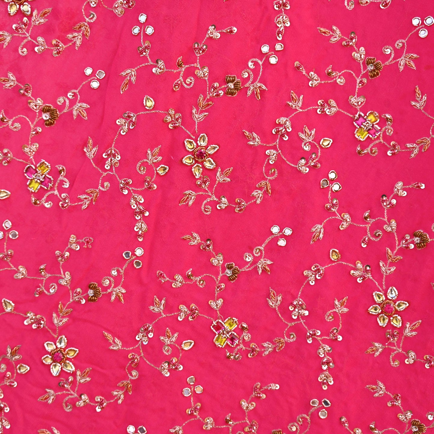Indian Vintage Pink Pure Georgette Silk Hand Embroidered Lehenga 2pcs Set, Bollywood Wedding Wear