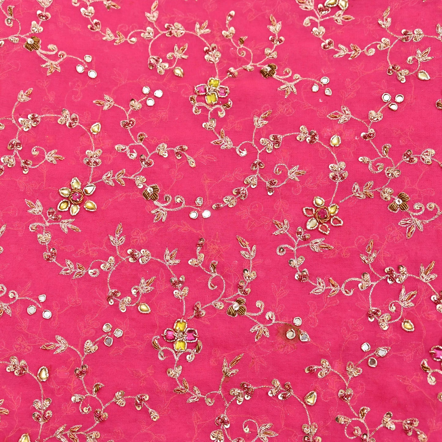 Indian Vintage Heavy Pink Bridal Dupatta Pure Georgette Silk Hand Embroidered Zardozi, Dabka, Zari Work Party Wear Long Stole