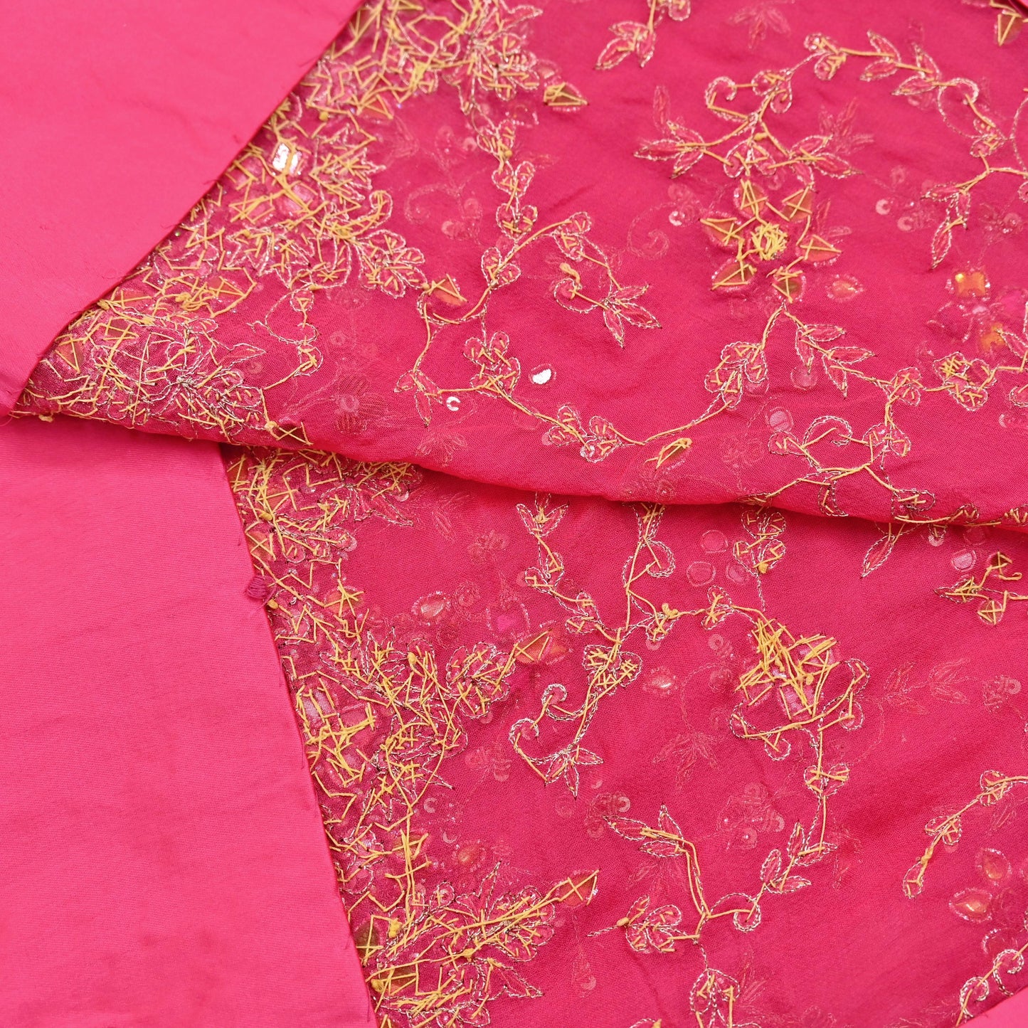Indian Vintage Heavy Pink Bridal Dupatta Pure Georgette Silk Hand Embroidered Zardozi, Dabka, Zari Work Party Wear Long Stole