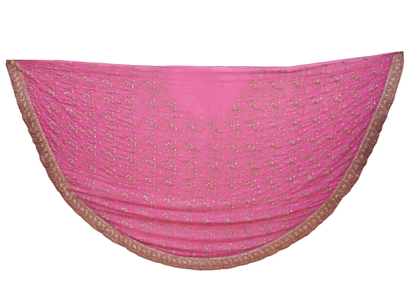 Indian Vintage Pink Pure Georgette Silk Hand Embroidered Lehenga 2pcs Set, Bollywood Wedding Wear