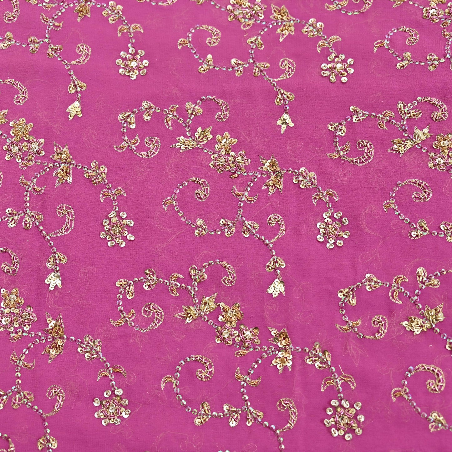 Indian Vintage Heavy Pink Bridal Dupatta Pure Georgette Silk Hand Embroidered Zardozi, Dabka, Zari Work Party Wear Long Stole