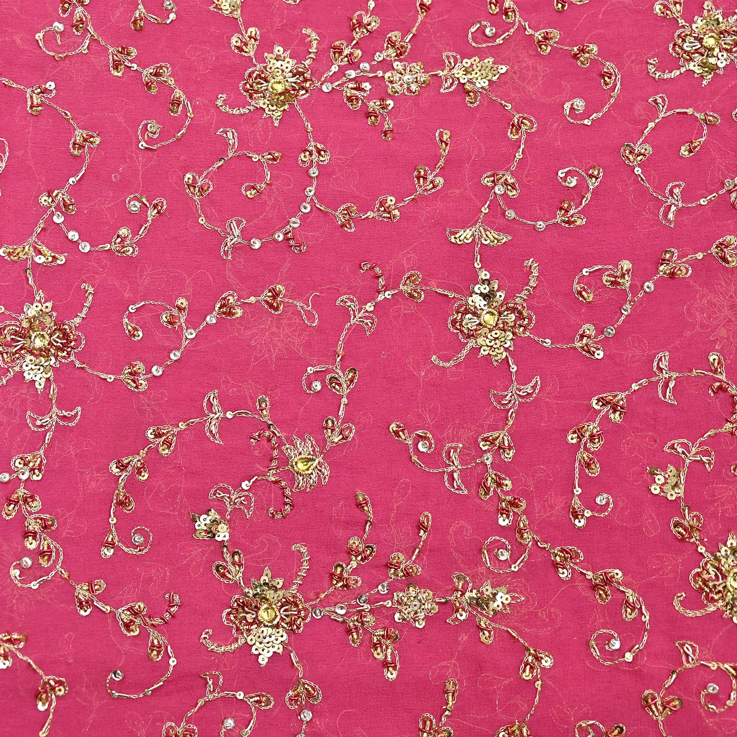 Indian Vintage Heavy Pink Bridal Dupatta Pure Georgette Silk Hand Embroidered Zardozi, Dabka, Zari Work Party Wear Long Stole