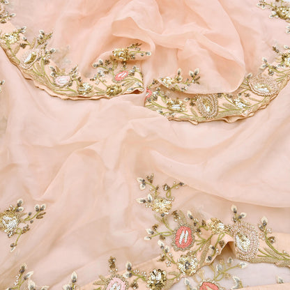 Indian Heavy Peach Hand Embroidered Lehenga 3pcs Set Designer By Manish Malhotra Party Wear