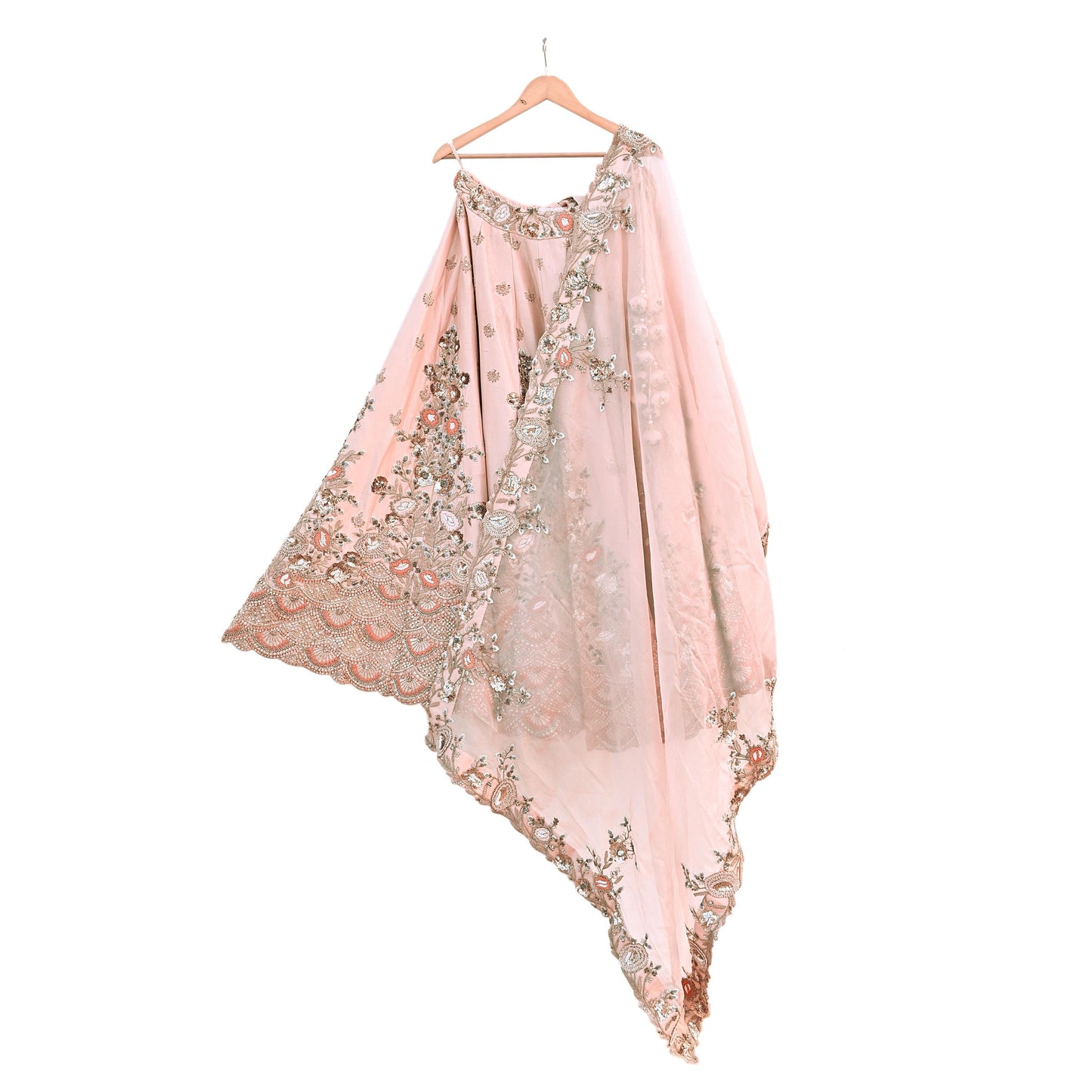 Indian Heavy Peach Hand Embroidered Lehenga 3pcs Set Designer By Manish Malhotra Party Wear