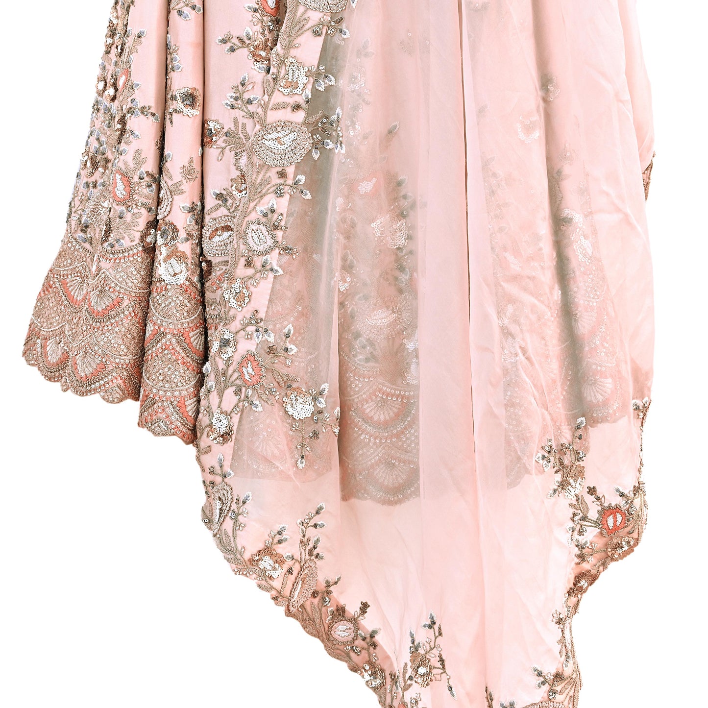 Indian Heavy Peach Hand Embroidered Lehenga 3pcs Set Designer By Manish Malhotra Party Wear