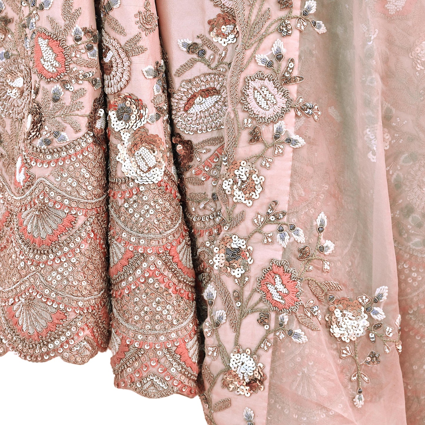 Indian Heavy Peach Hand Embroidered Lehenga 3pcs Set Designer By Manish Malhotra Party Wear