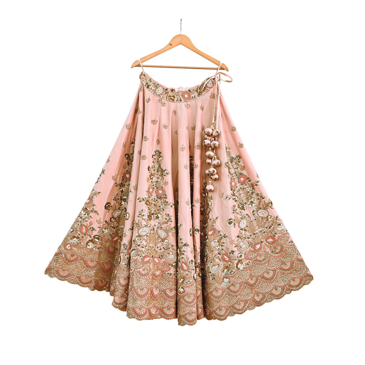 Indian Heavy Peach Hand Embroidered Lehenga 3pcs Set Designer By Manish Malhotra Party Wear