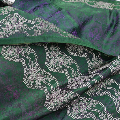 Indian Vintage Bottle Green Heavy Wedding Saree Pure Satin Silk Woven Banarasi Brocade Sari Craft Fabric Zari 5Yd Dress Making Crafting used