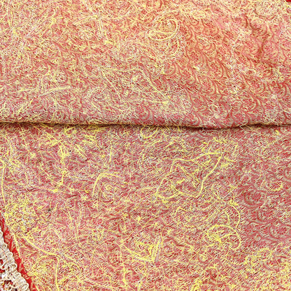 Indian Vintage Heavy Bridal Red Dupatta Pure Silk Long Stole Hand Embroidered Scarf Zardozi/Dabka Wedding red Hijab veil
