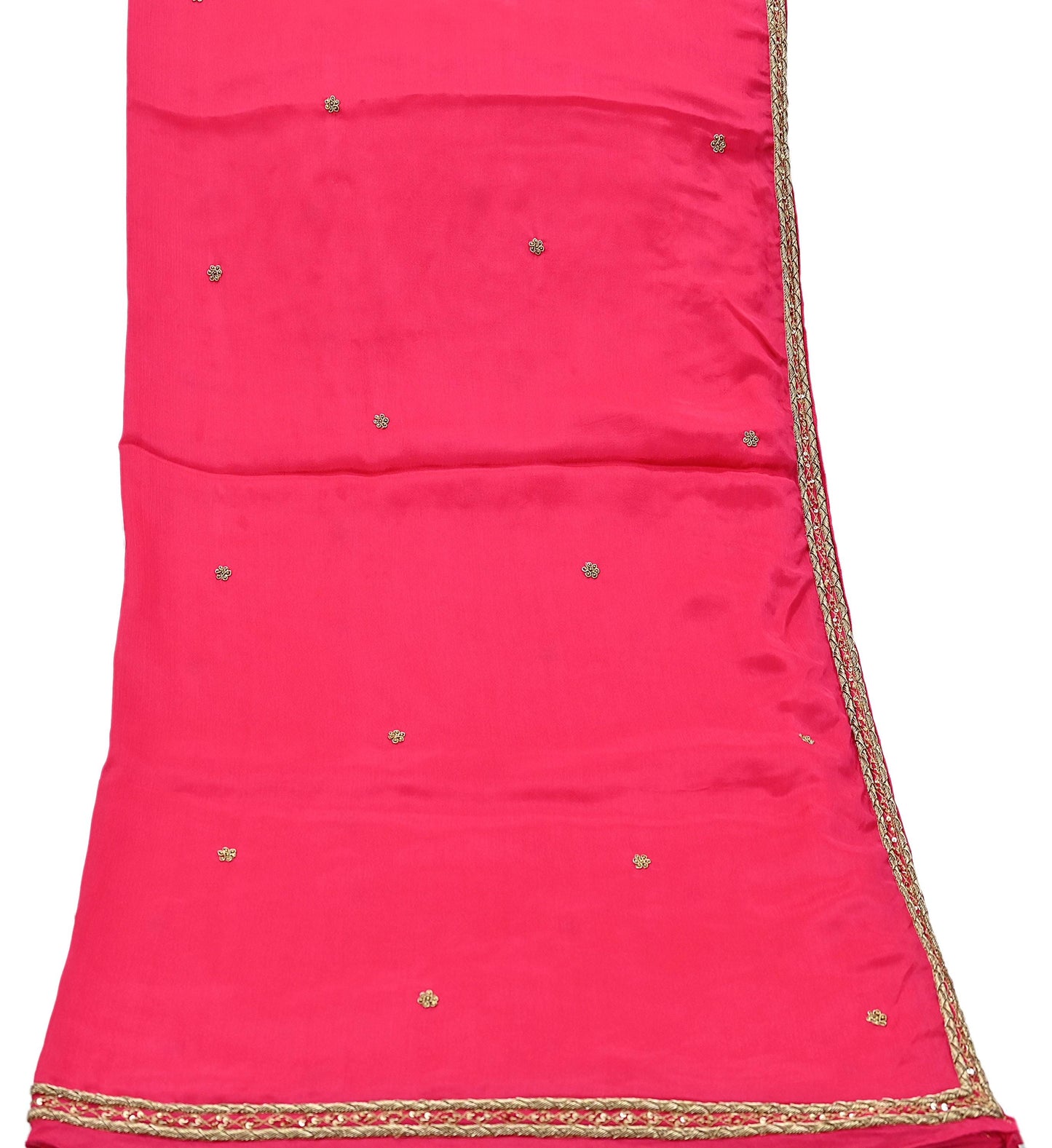 Indian Women Vintage Heavy Pink Dupatta Pure silk Long Stole Hand Embroidered Hijab Scarves Veil Wrap Zardozi Dabka