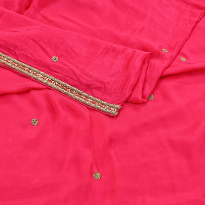 Indian Women Vintage Heavy Pink Dupatta Pure silk Long Stole Hand Embroidered Hijab Scarves Veil Wrap Zardozi Dabka