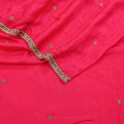 Indian Women Vintage Heavy Pink Dupatta Pure silk Long Stole Hand Embroidered Hijab Scarves Veil Wrap Zardozi Dabka