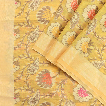 Indian Vintage Yellow Dupatta Long Stole Artificial Silk hand Woven Scarves Veil Scarf Wrap Hippie Boho Soft Floral Fringes