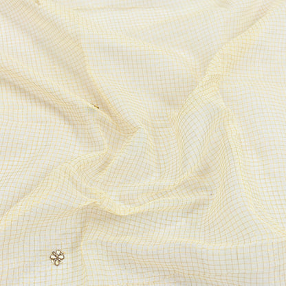 Indian Vintage White Dupatta Long Stole Embroidered Pure Cotton Scarves Veil Golden Zari Soft Fringes