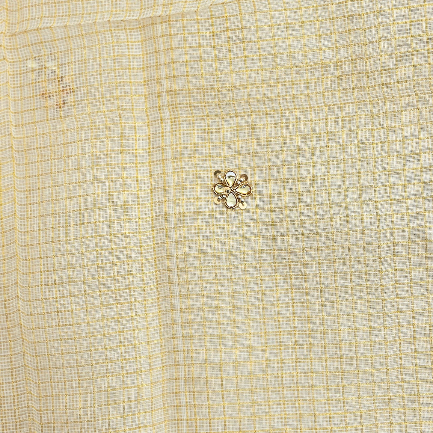 Indian Vintage White Dupatta Long Stole Embroidered Pure Cotton Scarves Veil Golden Zari Soft Fringes
