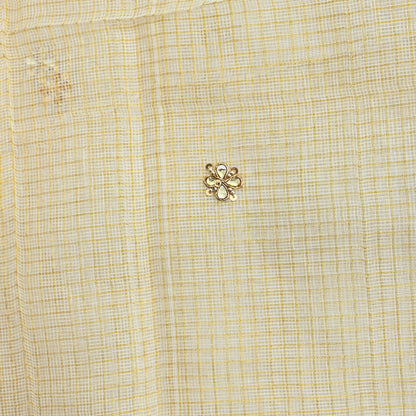 Indian Vintage White Dupatta Long Stole Embroidered Pure Cotton Scarves Veil Golden Zari Soft Fringes