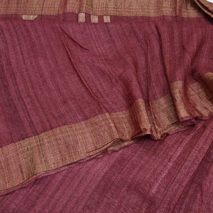 Indian Vintage Heavy Sari Maroon Pure Khadi Silk Handloom Saree Craft Fabric 6yd Ethnic Wear Dress making For Crafting Quilting