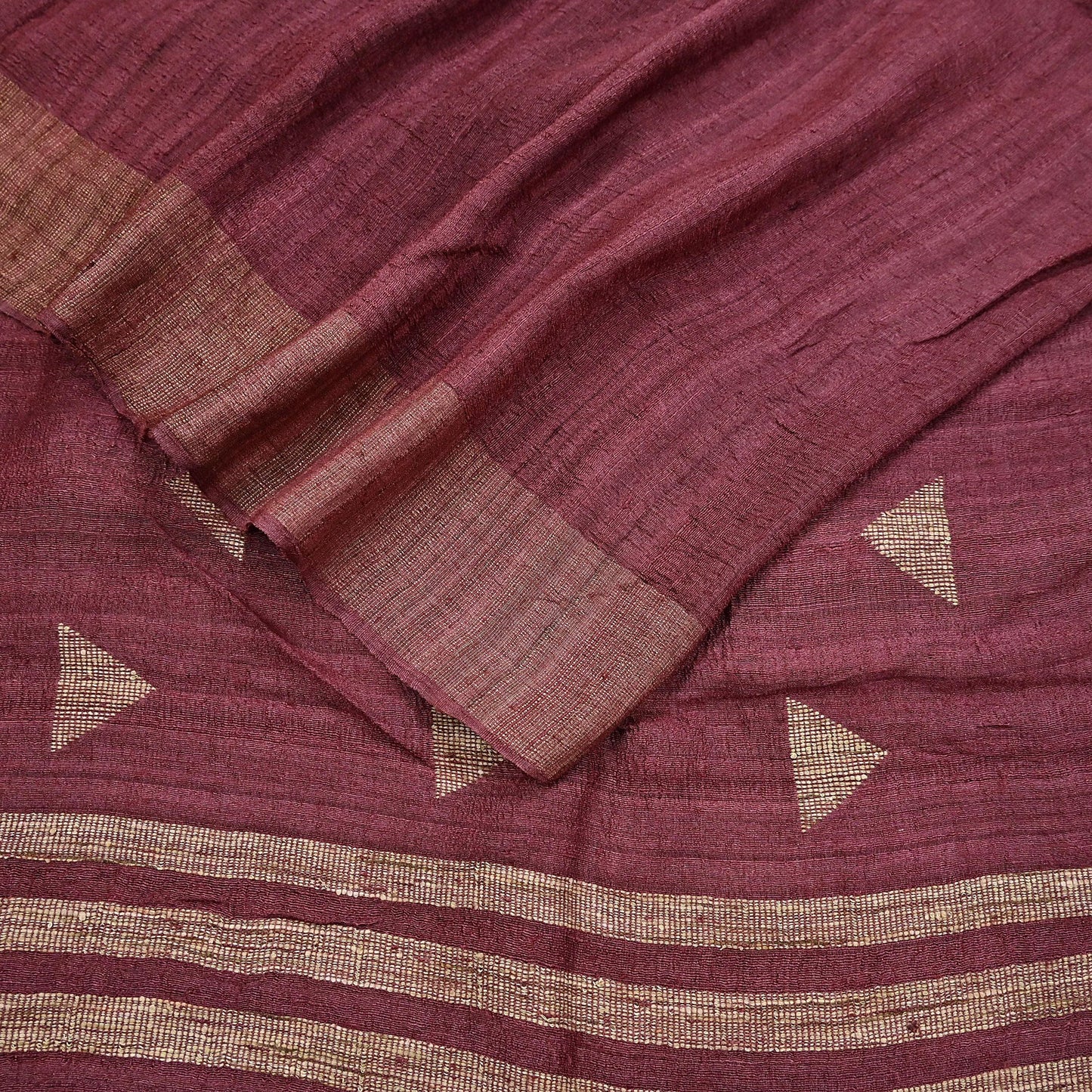 Indian Vintage Heavy Sari Maroon Pure Khadi Silk Handloom Saree Craft Fabric 6yd Ethnic Wear Dress making For Crafting Quilting