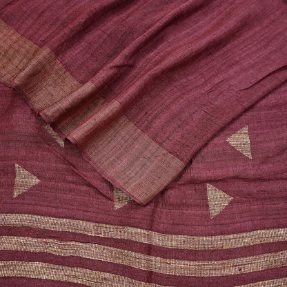 Indian Vintage Heavy Sari Maroon Pure Khadi Silk Handloom Saree Craft Fabric 6yd Ethnic Wear Dress making For Crafting Quilting