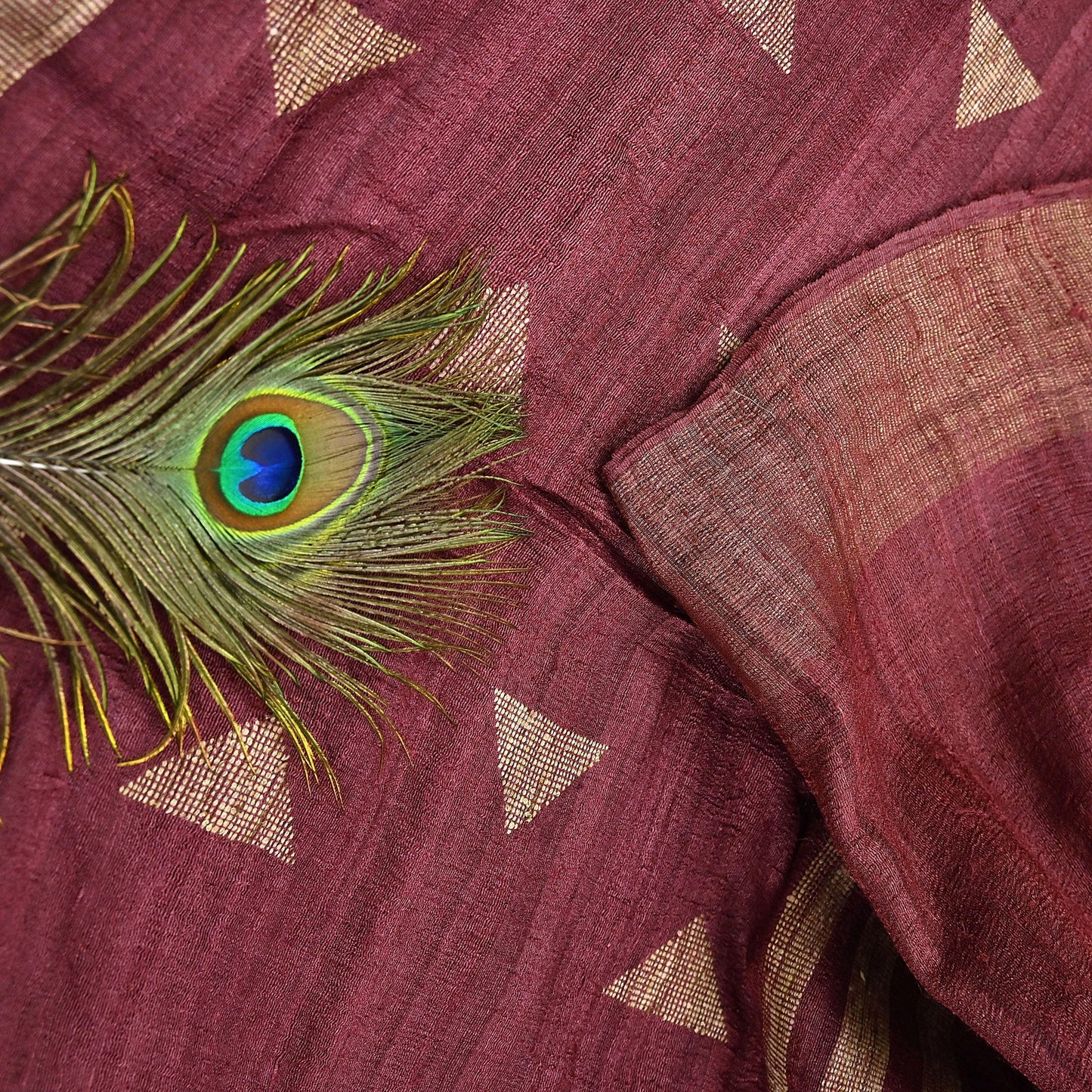 Indian Vintage Heavy Sari Maroon Pure Khadi Silk Handloom Saree Craft Fabric 6yd Ethnic Wear Dress making For Crafting Quilting