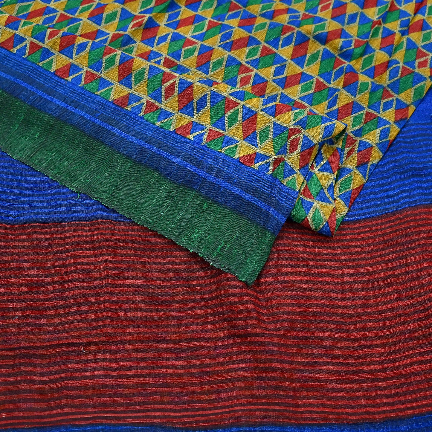 Indian Vintage Multi Saree Pure Khadi Silk Handloom Printed Sari Fabric 5yd Ethnic Wear Sari Floral Designs Dress making Crafting